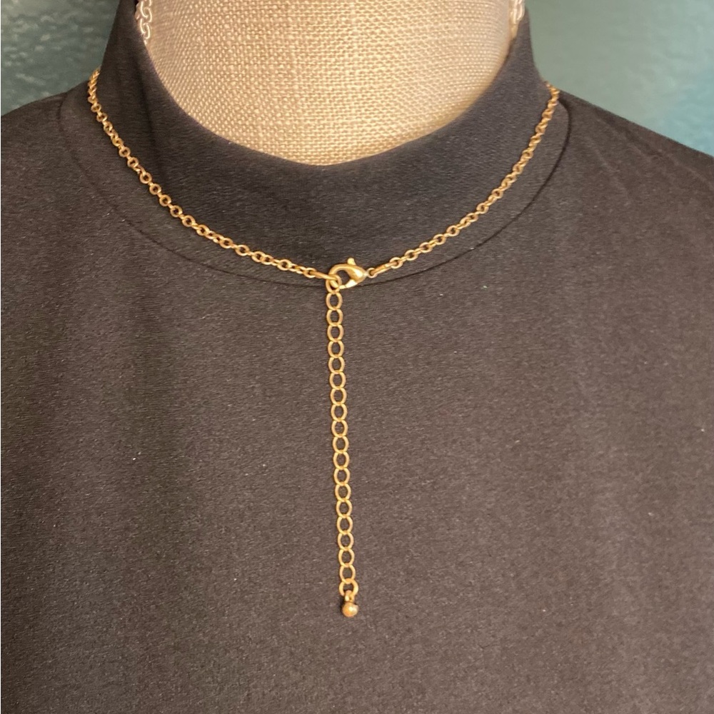Vintage Boho Style Gold Toned Metal Necklace w/Crystal Embellishments - Picture 4 of 4